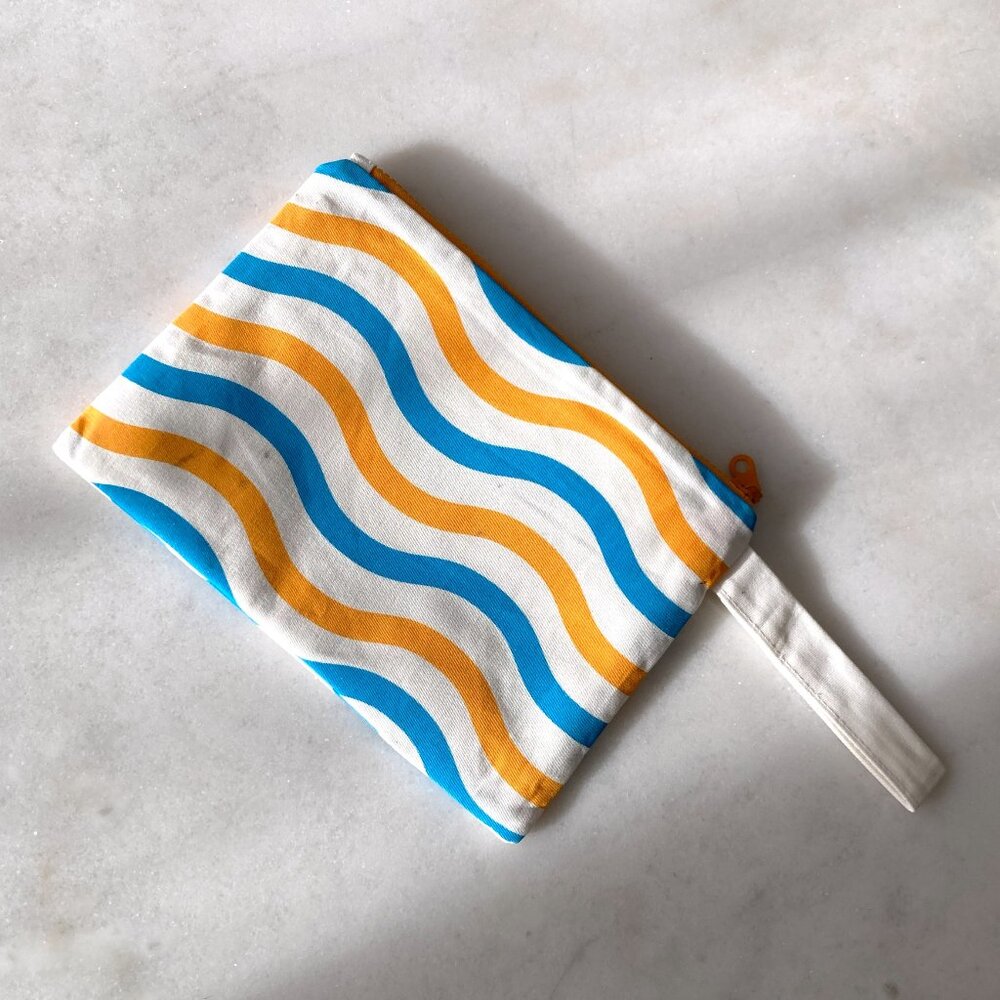 3/$36 - New! Apivita cream, blue & orange makeup / cosmetic / travel bag pouch